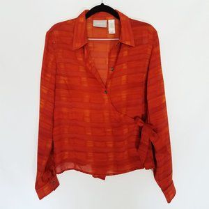 Liz Claiborne Long Sleeve Wrap Button Down Shirt